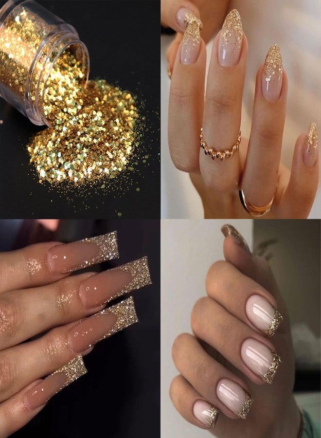 VOTACOS Nail Art Rhinestones Flatback Gold Nail Charms Multi Shapes Crystal Mixed Glitter Foil Design Gold Gems Accessories for Women Manicure Decorations Supplies - Image 4